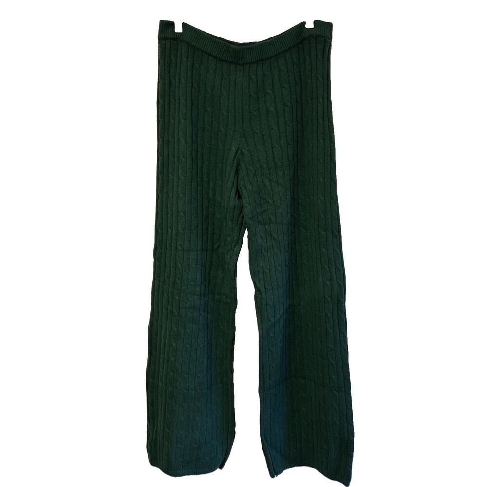Gap CashSoft Cable Knit Sweater Pants Ever Green Glam Essex L New